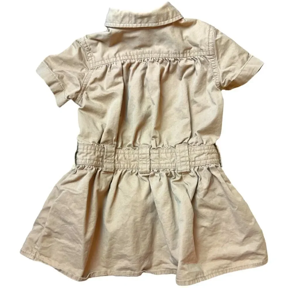 Ralph Lauren Khaki Tan Military Short Sleeve Dress Girls Size 2/2T